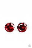 Greatest Treasure - Red Post -  Paparazzi Deep Red Post Earrings