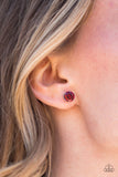 Greatest Treasure - Red Post -  Paparazzi Deep Red Post Earrings