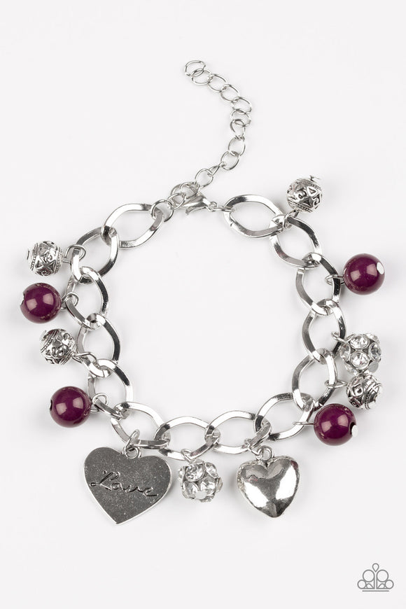 Royal Sweethearts - Purple - Paparazzi Vintage Heart Charm Bracelet