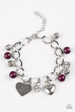 Royal Sweethearts - Purple - Paparazzi Vintage Heart Charm Bracelet