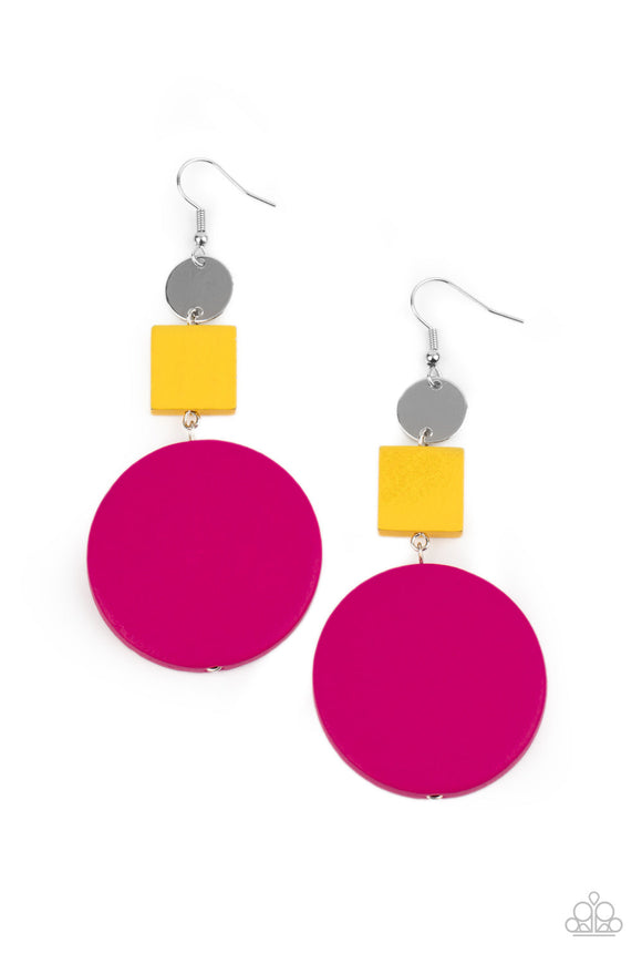 Modern Materials - Multi - Paparazzi Wooden Earrings