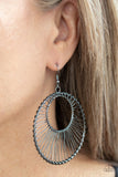 Artisan Applique - Black - Paparazzi Gunmetal Earrings