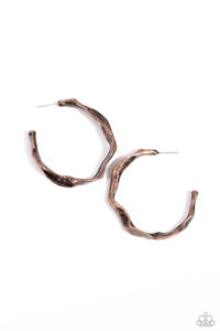 Coveted Curves - Copper - Paparazzi Hoop Earrings