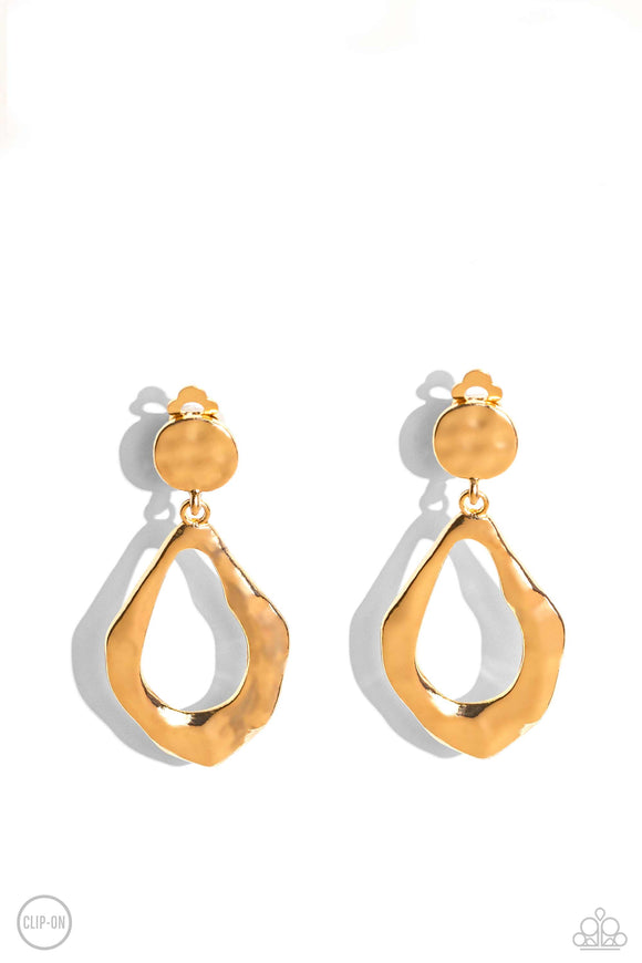 Metallic Mezzanine - Gold - Paparazzi Accessories Clip-on Earrings PREORDER