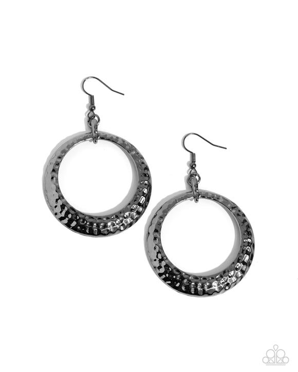 Gallery Gear - Black - Paparazzi Gunmetal Hammered Earrings