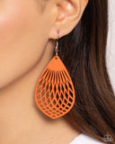 Caribbean Coral - Orange - Paparazzi Wooden Earrings