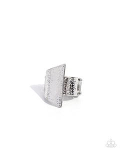 Metallic Shade - Silver - Paparazzi Asymmetrical Ring