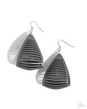 In and OUTBACK - Silver -  - Paparazzi Gray Leatther Earrings