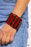 R and R - Red - Paparazzi Wooden Bracelet