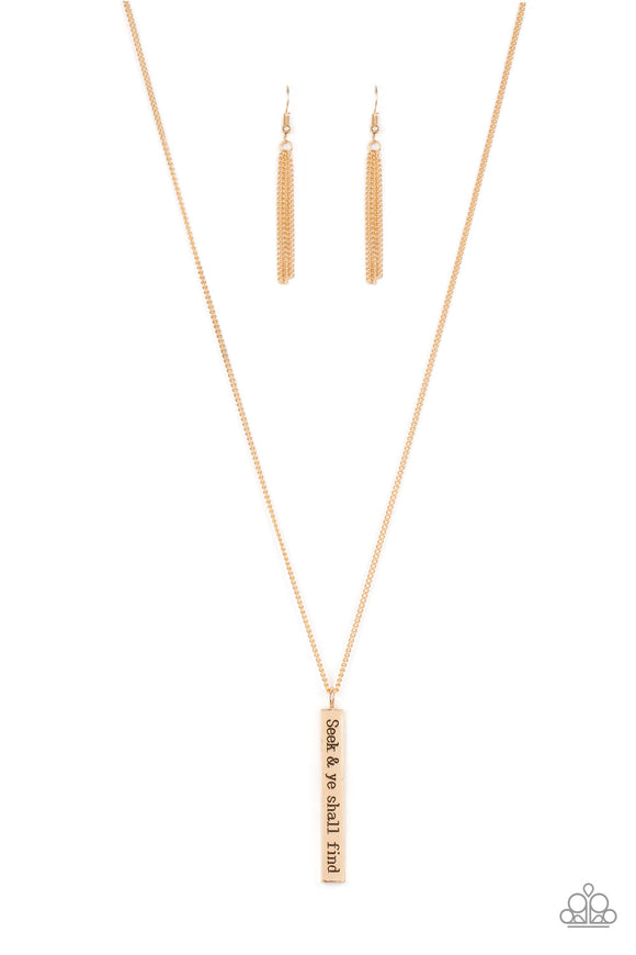 Matt 7:7 - Gold - Paparazzi Ispirational Necklace