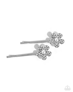 Playfully Perennial - White - Paparazzi Hair Pins