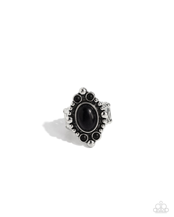 Cactus Corral - Black - Paparazzi  Stone Ring