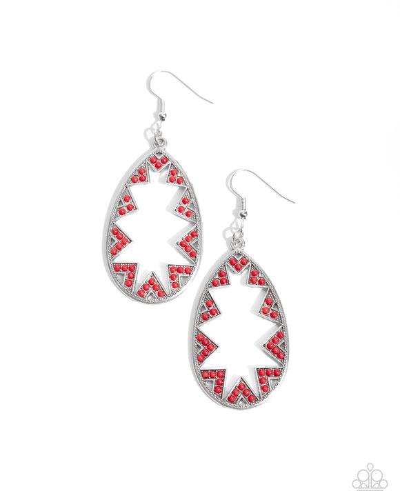 Wildly Wonderous - Red - Paparazzi Tribal Seed Bead Earrings