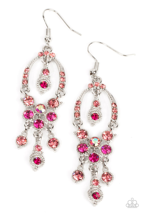 Sophisticated Starlet - Pink - Paparazzi Iridescent Earrings