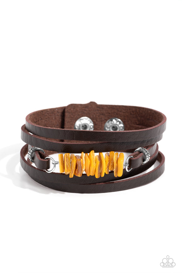 Tropical Trek - Yellow - Paparazzi Urban Leather Snap Bracelet