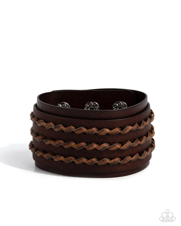 Western Twist - Brown - Paparazzi Leather Urban Snap Bracelet