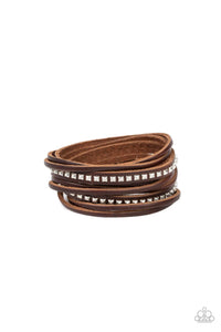 Studded Sensation - Brown -Paparazzi Leather Double Rustic Wrap