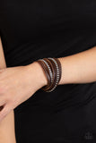 Studded Sensation - Brown -Paparazzi Leather Double Rustic Wrap