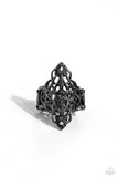 Curled Crown - Black - Paparazzi Gunmetal Filigree Ring