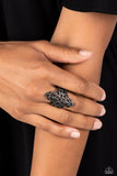 Curled Crown - Black - Paparazzi Gunmetal Filigree Ring