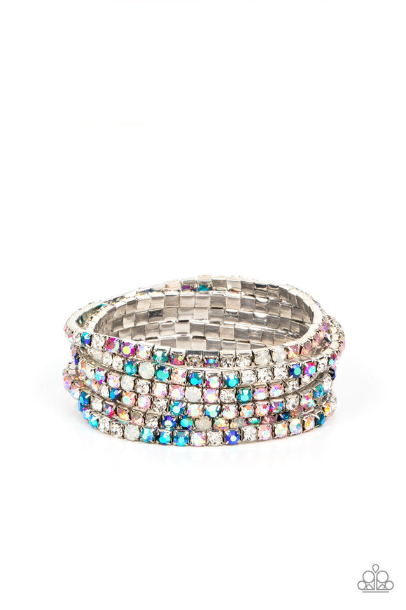 Rock Candy Range - Multi Iridescent - Paparazzi Black Diamond Iridescent Stretch Bracelet