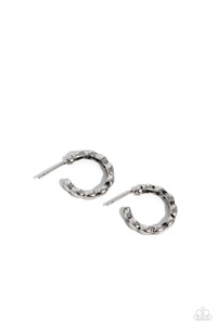 Buzzworthy Bling - Silver - Paparazzi Textured Tiny Hoops