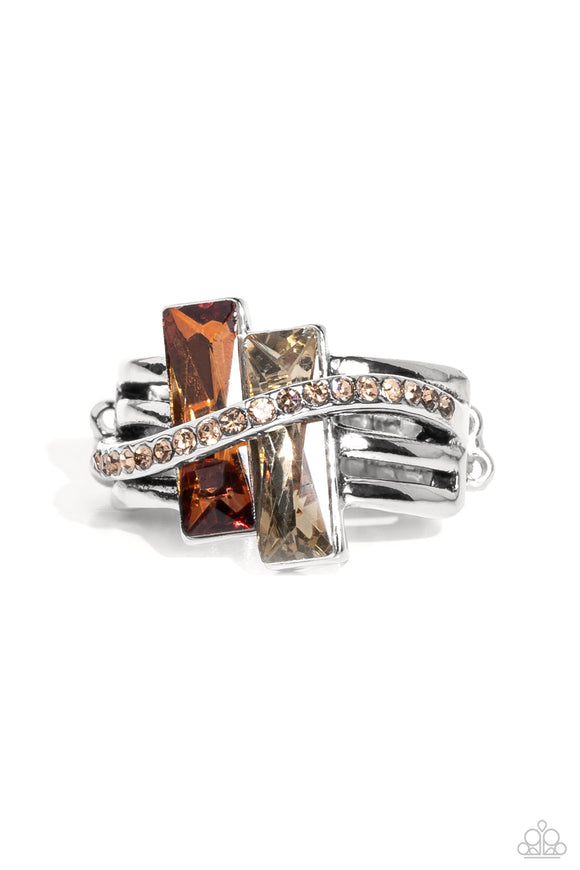 Dueling Difference - Brown - Paparazzi Two Toned Topaz Ring