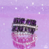 Staggering Stacks - Purple - Paparazzi Emerald Cut Ring