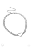 Rows of Romance - White - Paparazzi Heart Choker Necklace