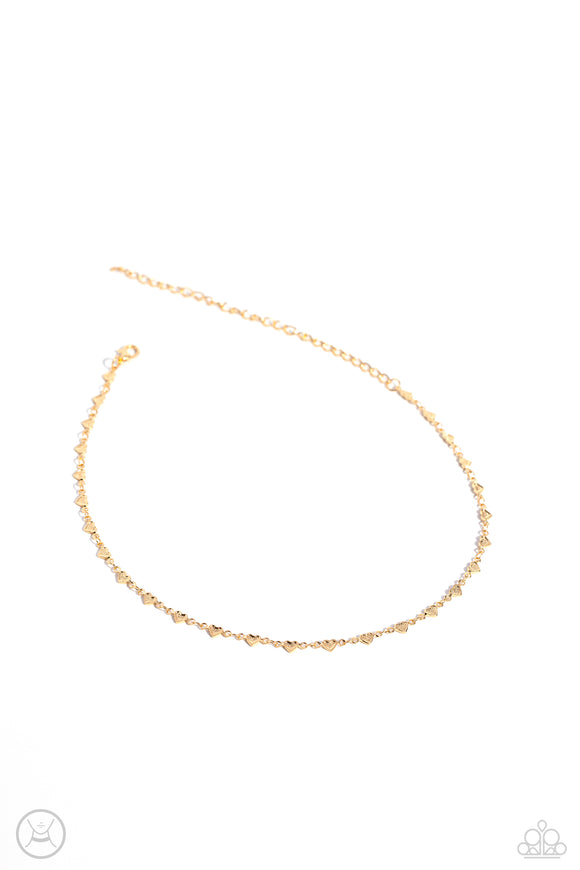 Cupid Catwalk - Gold - Paparazzi Heart Choker