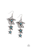 Tapered Tiers - Blue - Paparazzi Turoiuse Flower Earrings