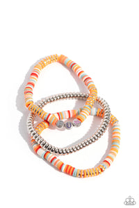 Just for Fun - Orange - Paparazzi Multi Fun Clay Disc Bracelet Stack