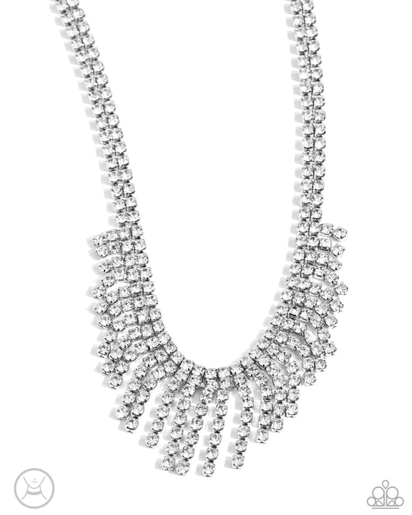 Daring Decadence - White - Paparazzi LOP Rhinestone Choker Necklace