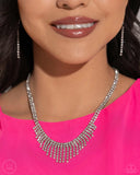 Daring Decadence - White - Paparazzi LOP Rhinestone Choker Necklace