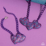 Low-Key Lovestruck - Purple - Paparazzi Dipped Metal Heart Necklace