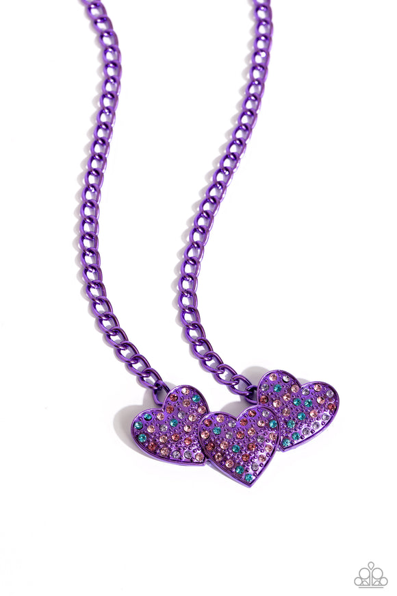 Low-Key Lovestruck - Purple - Paparazzi Dipped Metal Heart Necklace