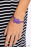 Lovestruck Lineup - Purple - Paparazzi Dipped Metal Heart Bracelet