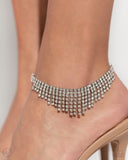 Curtain Confidence - White - Paparazzi LOP Rhinestone Anklet