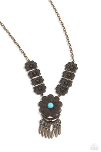 A La ROGUE - Brass - Paparazzi Turquoise Foral Necklace