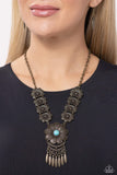 A La ROGUE - Brass - Paparazzi Turquoise Foral Necklace