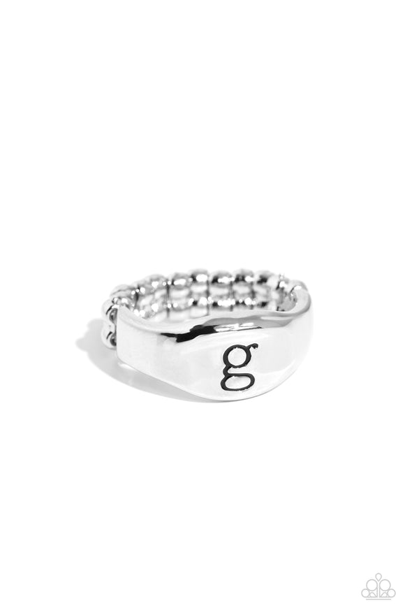 Monogram Memento - Silver - G - Paparazzi Initial Ring