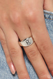 Monogram Memento - Silver - G - Paparazzi Initial Ring