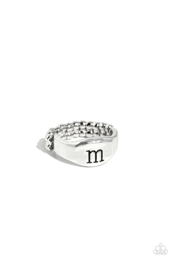 Monogram Memento - Silver - M - Paparazzi Initial Ring