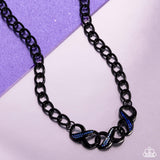 Infinite Impact - Multi - Paparazzi Pink Diamond Black Dipped Metal Necklace