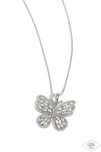 Fame and FLUTTER - Multi - Paparazzi Black Diamond Irirdescent  Butterfly Necklace