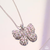 Fame and FLUTTER - Multi - Paparazzi Black Diamond Irirdescent  Butterfly Necklace