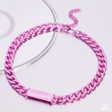 Urban Royalty - Pink - Paparazzi Pink Diamond Dipped Metal Chain Necklace