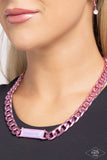 Urban Royalty - Pink - Paparazzi Pink Diamond Dipped Metal Chain Necklace