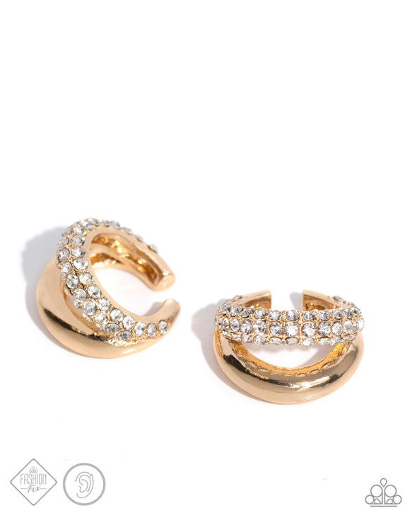 Sizzling Spotlight - Gold - Paparazzi Cuff Earrings