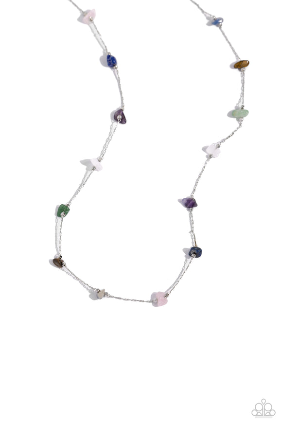 Narrow Novelty - Multi - Paparazzi Natural Stone Necklace